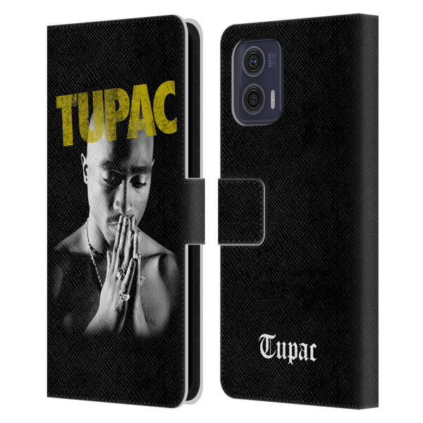 Tupac Shakur Key Art Golden Leather Book Wallet Case Cover For Motorola Moto G73 5G