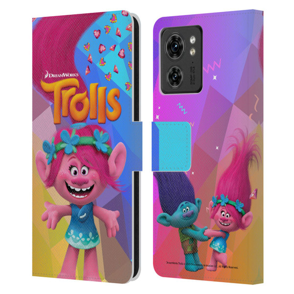 Trolls Snack Pack Poppy Leather Book Wallet Case Cover For Motorola Moto Edge 40