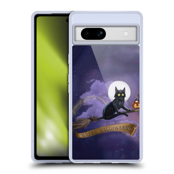 Ash Evans Black Cats Happy Halloween Soft Gel Case for Google Pixel 7a
