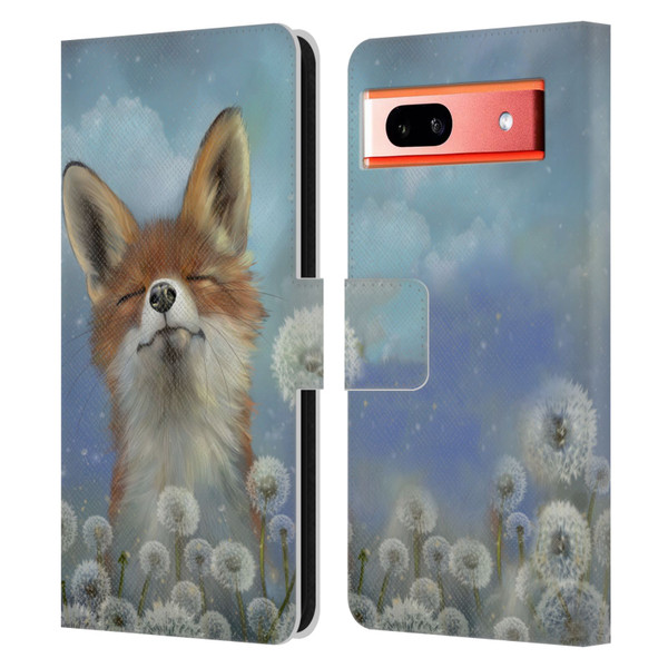 Ash Evans Animals Dandelion Fox Leather Book Wallet Case Cover For Google Pixel 7a