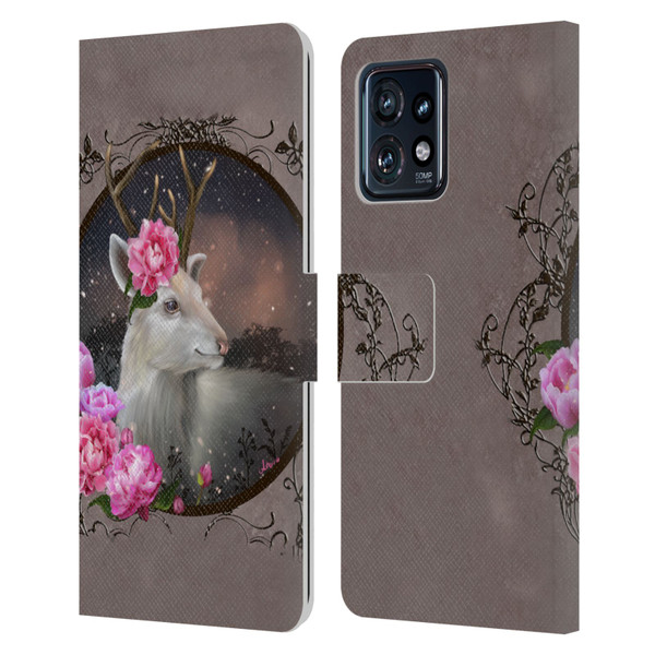 Ash Evans Animals White Deer Leather Book Wallet Case Cover For Motorola Moto Edge 40 Pro