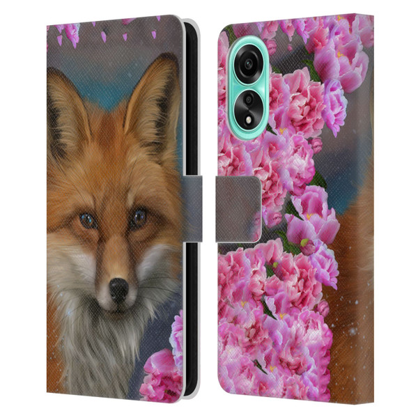 Ash Evans Animals Fox Peonies Leather Book Wallet Case Cover For OPPO A78 4G