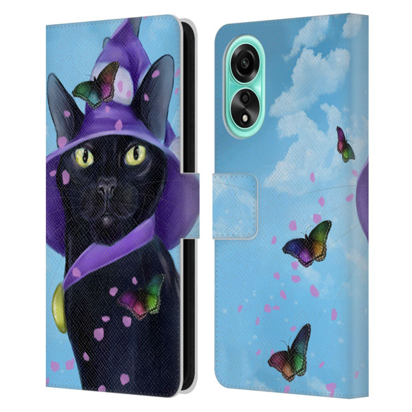 Ash Evans Black Cats Butterfly Sky Leather Book Wallet Case Cover For OPPO A78 4G