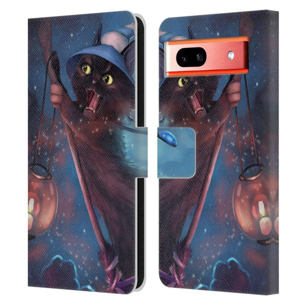 Ash Evans Black Cats 2 Magical Leather Book Wallet Case Cover For Google Pixel 7a