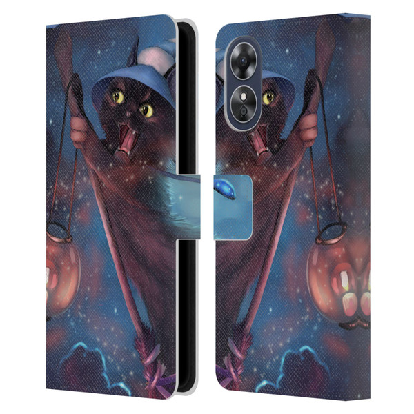Ash Evans Black Cats 2 Magical Leather Book Wallet Case Cover For OPPO A17