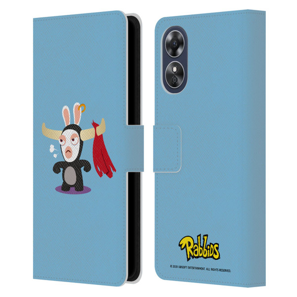 Rabbids Costumes Bull Leather Book Wallet Case Cover For OPPO A17