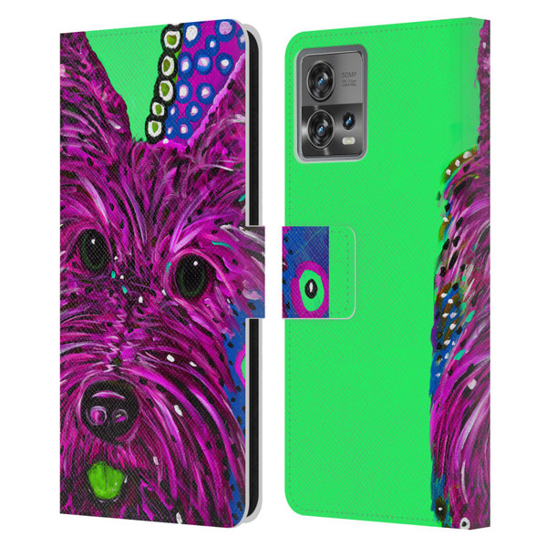 Mad Dog Art Gallery Dogs Scottie Leather Book Wallet Case Cover For Motorola Moto Edge 30 Fusion