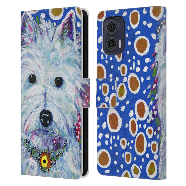 Mad Dog Art Gallery Dogs Westie Leather Book Wallet Case Cover For Motorola Moto G73 5G