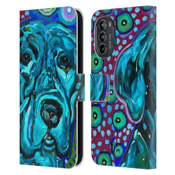 Mad Dog Art Gallery Dogs Aqua Lab Leather Book Wallet Case Cover For Motorola Moto G82 5G