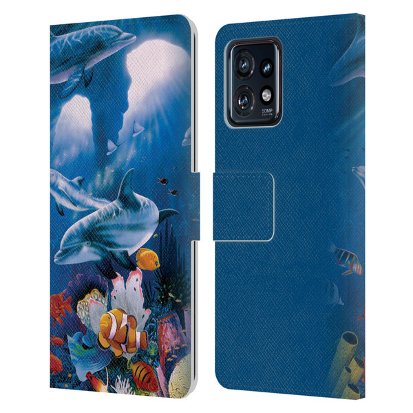 Graeme Stevenson Assorted Designs Dolphins Leather Book Wallet Case Cover For Motorola Moto Edge 40 Pro