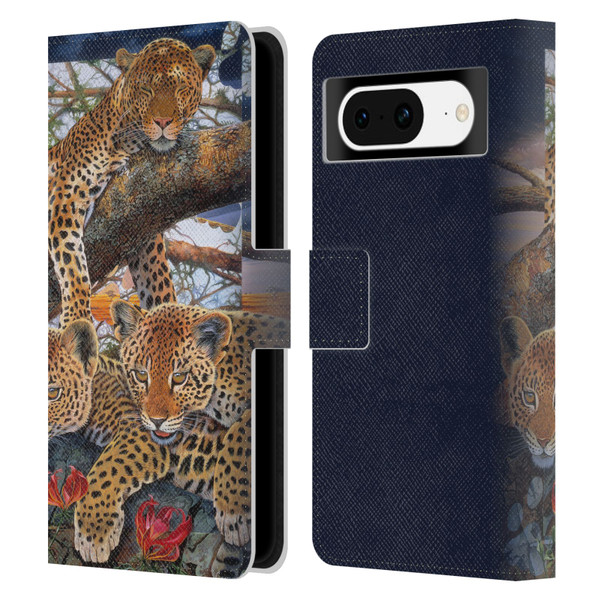 Graeme Stevenson Wildlife Leopard Leather Book Wallet Case Cover For Google Pixel 8