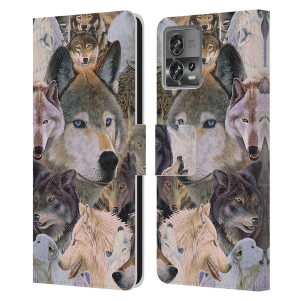 Graeme Stevenson Wildlife Wolves 1 Leather Book Wallet Case Cover For Motorola Moto Edge 30 Fusion