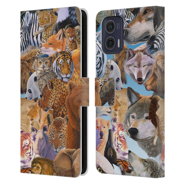 Graeme Stevenson Wildlife Animals Leather Book Wallet Case Cover For Motorola Moto G73 5G