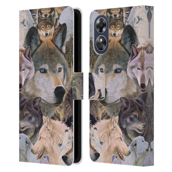 Graeme Stevenson Wildlife Wolves 1 Leather Book Wallet Case Cover For OPPO A17