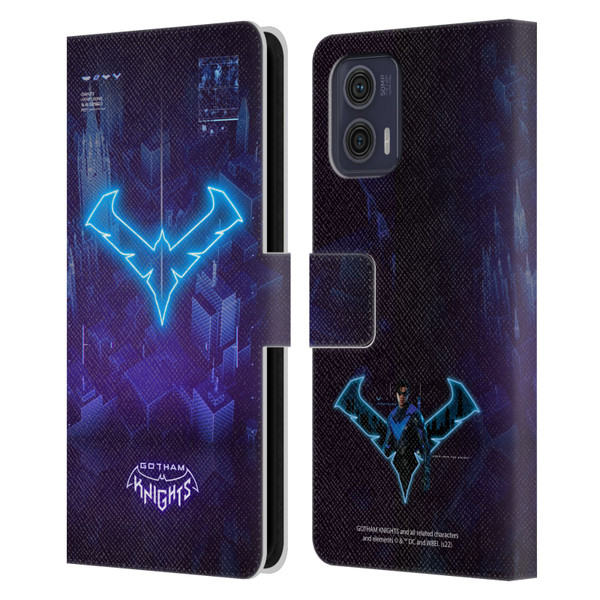 Gotham Knights Character Art Nightwing Leather Book Wallet Case Cover For Motorola Moto G73 5G