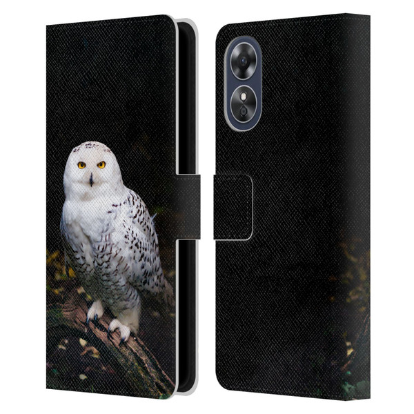 Patrik Lovrin Animal Portraits Majestic Winter Snowy Owl Leather Book Wallet Case Cover For OPPO A17
