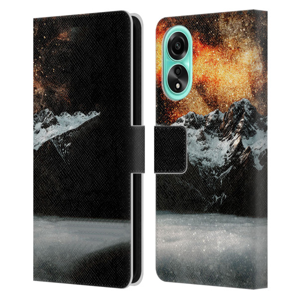 Patrik Lovrin Dreams Vs Reality Burning Galaxy Above Mountains Leather Book Wallet Case Cover For OPPO A78 4G