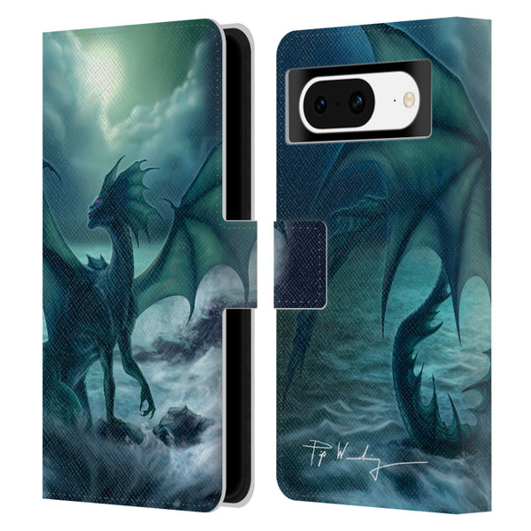 Piya Wannachaiwong Black Dragons Dark Waves Leather Book Wallet Case Cover For Google Pixel 8