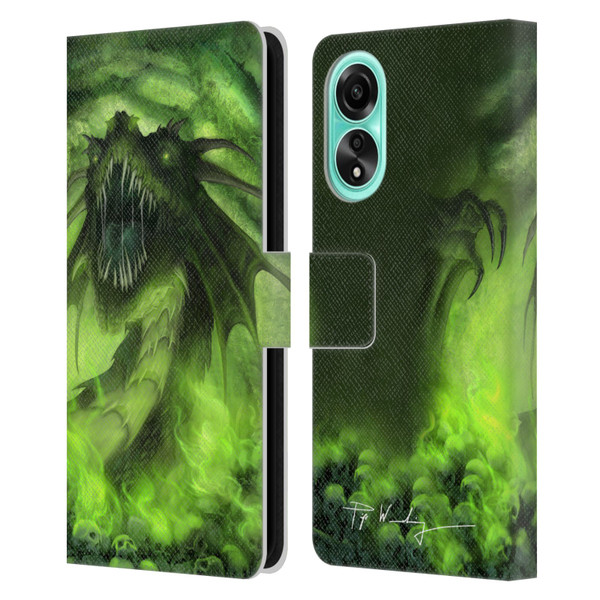 Piya Wannachaiwong Black Dragons Among Skulls Leather Book Wallet Case Cover For OPPO A78 4G