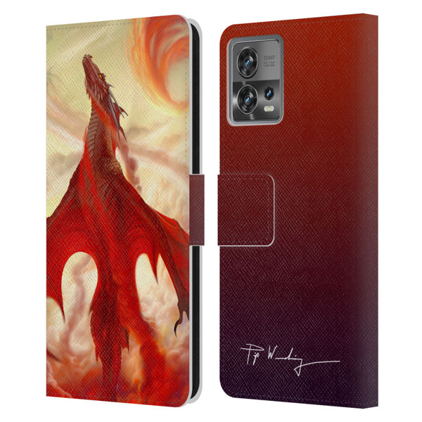 Piya Wannachaiwong Dragons Of Fire Mighty Leather Book Wallet Case Cover For Motorola Moto Edge 30 Fusion