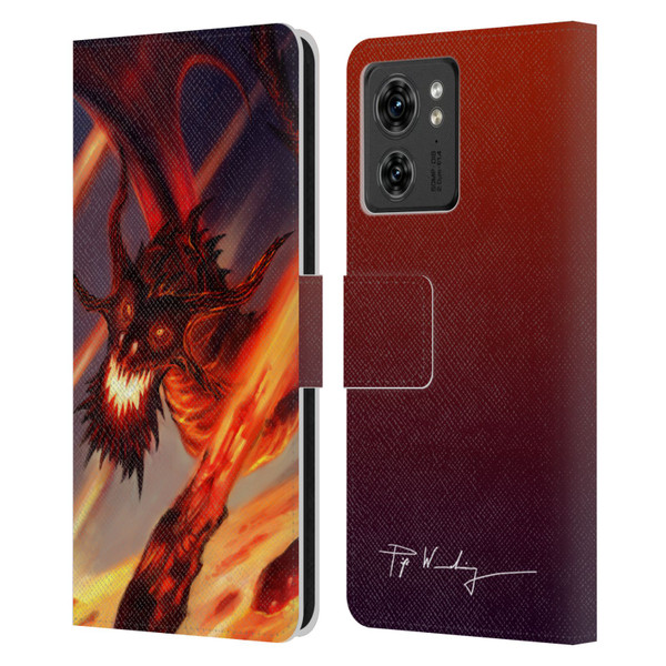 Piya Wannachaiwong Dragons Of Fire Soar Leather Book Wallet Case Cover For Motorola Moto Edge 40