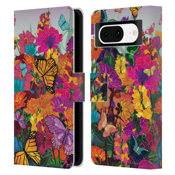 Suzan Lind Butterflies Garden Leather Book Wallet Case Cover For Google Pixel 8