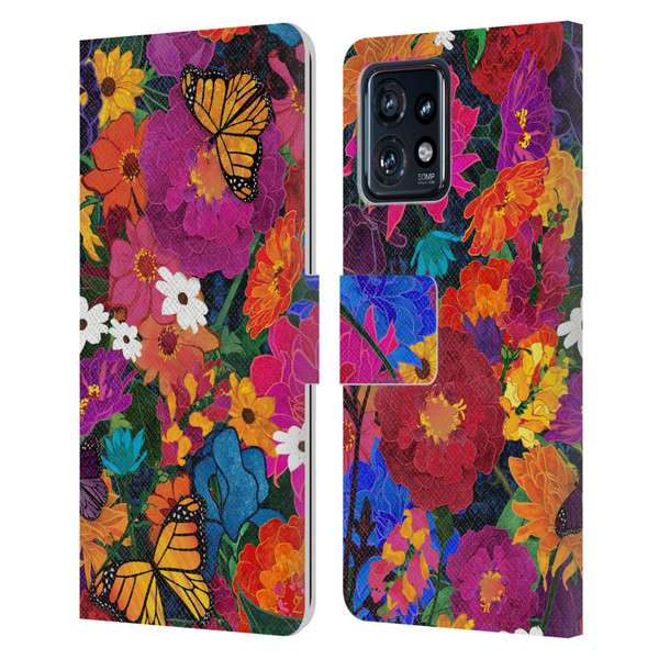 Suzan Lind Butterflies Flower Collage Leather Book Wallet Case Cover For Motorola Moto Edge 40 Pro