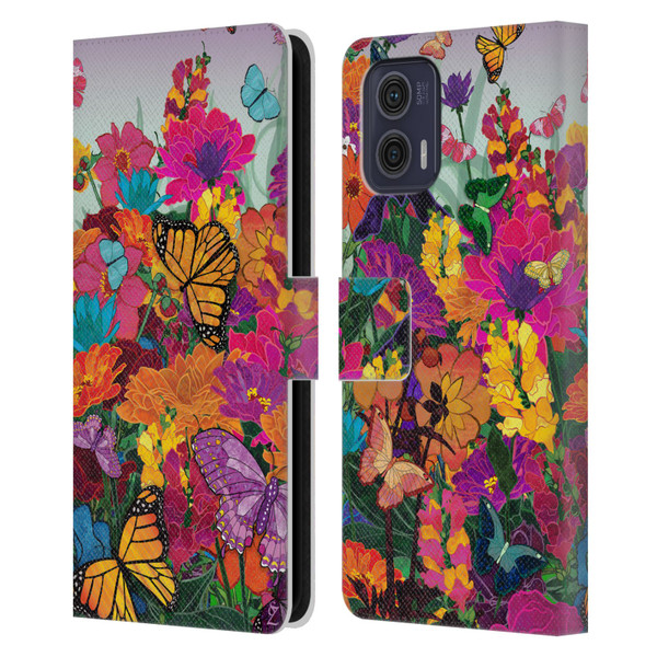 Suzan Lind Butterflies Garden Leather Book Wallet Case Cover For Motorola Moto G73 5G