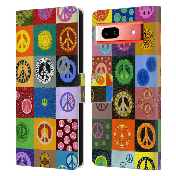 Suzan Lind Colours & Patterns Peace Quilt Leather Book Wallet Case Cover For Google Pixel 7a