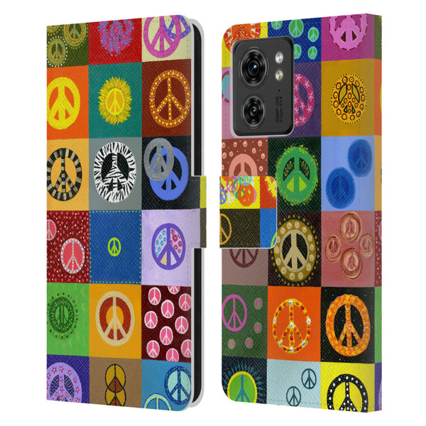 Suzan Lind Colours & Patterns Peace Quilt Leather Book Wallet Case Cover For Motorola Moto Edge 40