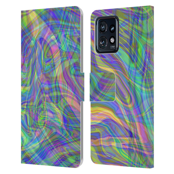 Suzan Lind Colours & Patterns Iridescent Abstract Leather Book Wallet Case Cover For Motorola Moto Edge 40 Pro