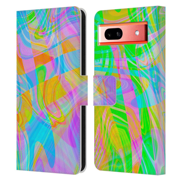 Suzan Lind Marble Abstract Rainbow Leather Book Wallet Case Cover For Google Pixel 7a
