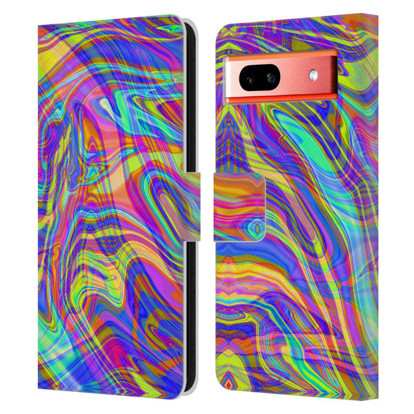 Suzan Lind Marble Illusion Rainbow Leather Book Wallet Case Cover For Google Pixel 7a