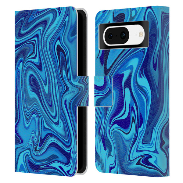 Suzan Lind Marble Blue Leather Book Wallet Case Cover For Google Pixel 8