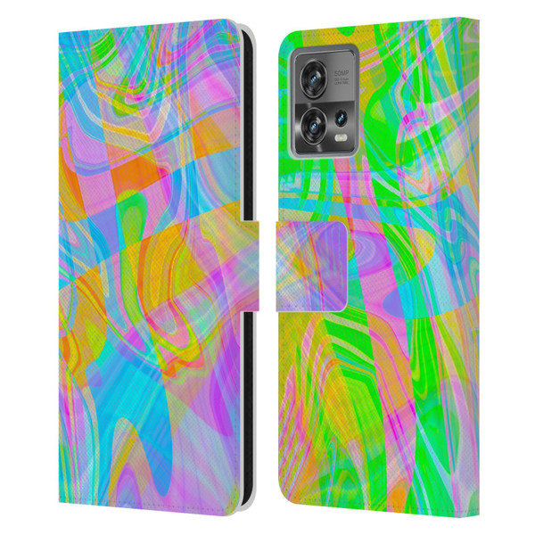 Suzan Lind Marble Abstract Rainbow Leather Book Wallet Case Cover For Motorola Moto Edge 30 Fusion