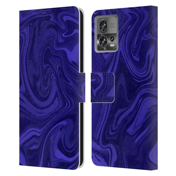 Suzan Lind Marble Indigo Leather Book Wallet Case Cover For Motorola Moto Edge 30 Fusion