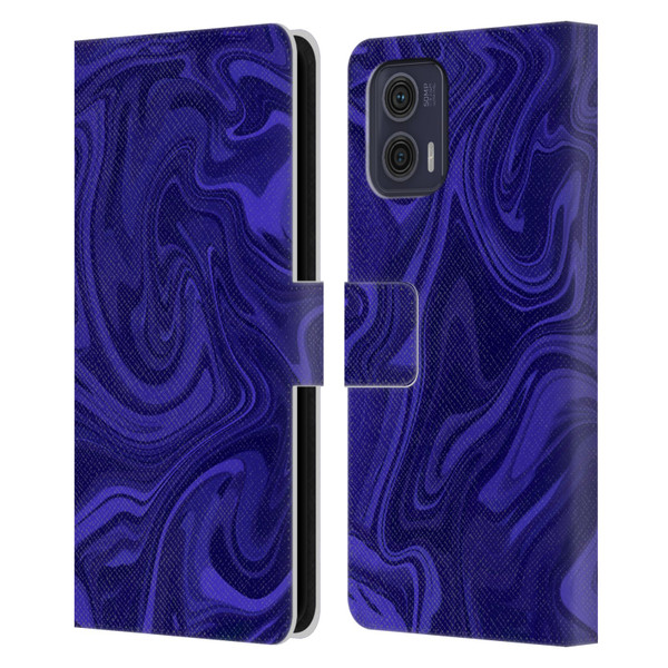 Suzan Lind Marble Indigo Leather Book Wallet Case Cover For Motorola Moto G73 5G