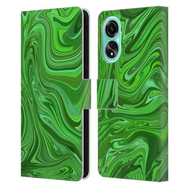 Suzan Lind Marble Emerald Green Leather Book Wallet Case Cover For OPPO A78 4G