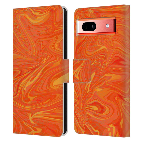 Suzan Lind Marble 2 Honey Orange Leather Book Wallet Case Cover For Google Pixel 7a