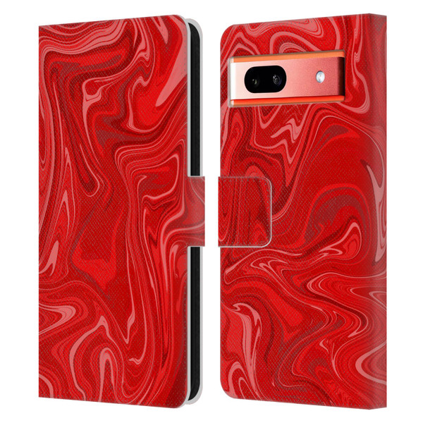 Suzan Lind Marble 2 Red Leather Book Wallet Case Cover For Google Pixel 7a