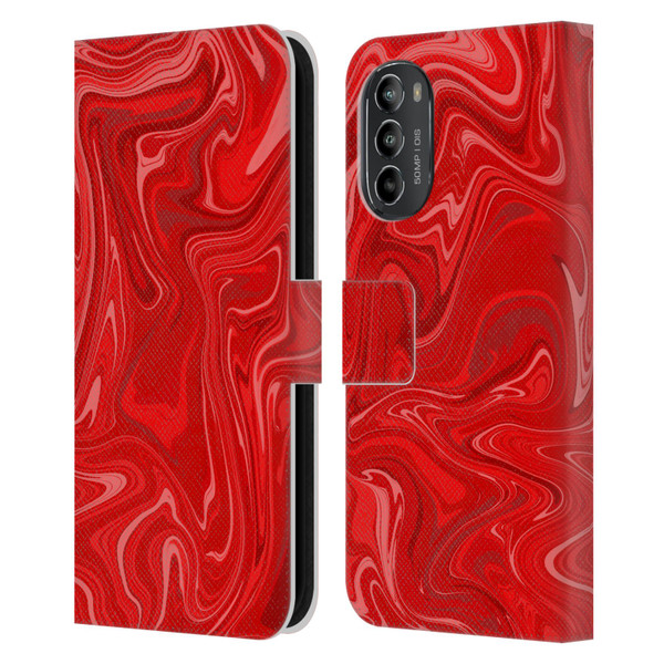 Suzan Lind Marble 2 Red Leather Book Wallet Case Cover For Motorola Moto G82 5G
