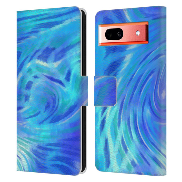 Suzan Lind Tie Dye 2 Deep Blue Leather Book Wallet Case Cover For Google Pixel 7a