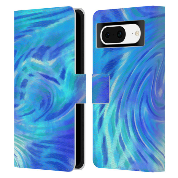 Suzan Lind Tie Dye 2 Deep Blue Leather Book Wallet Case Cover For Google Pixel 8