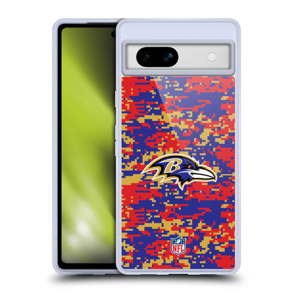 NFL Baltimore Ravens Graphics Digital Camouflage Soft Gel Case for Google Pixel 7a