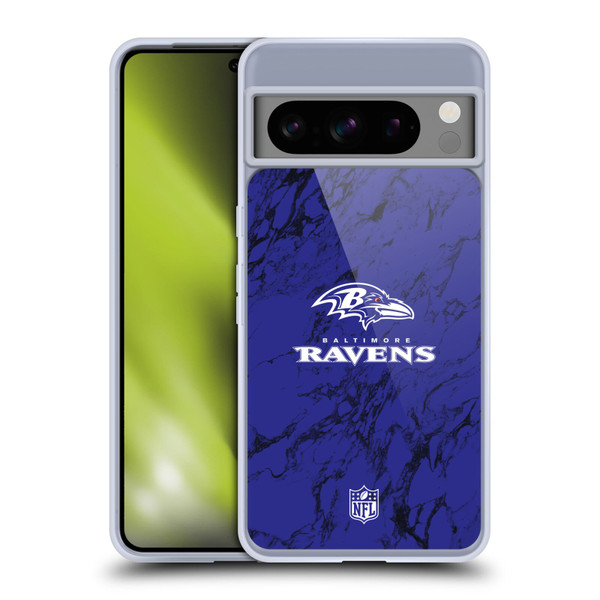NFL Baltimore Ravens Graphics Coloured Marble Soft Gel Case for Google Pixel 8 Pro