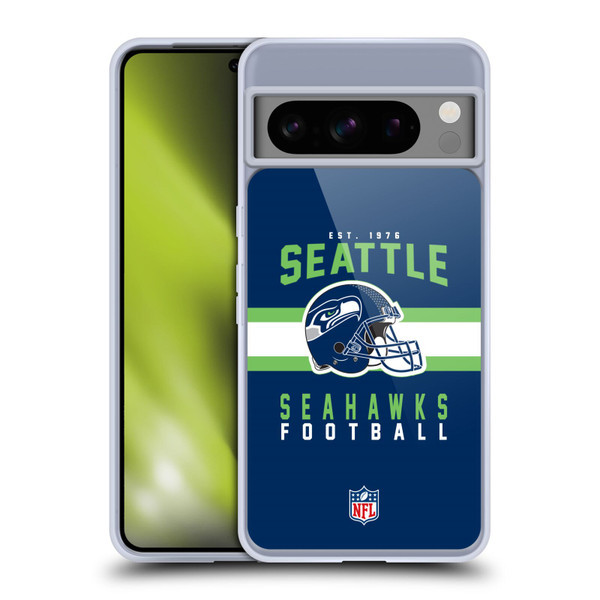 NFL Seattle Seahawks Graphics Helmet Typography Soft Gel Case for Google Pixel 8 Pro