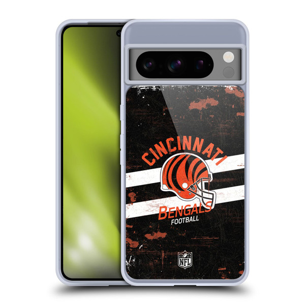 NFL Cincinnati Bengals Logo Art Helmet Distressed Soft Gel Case for Google Pixel 8 Pro