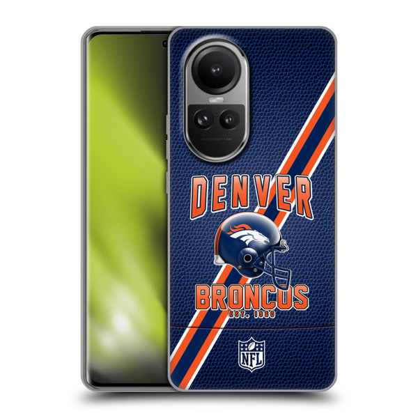 NFL Denver Broncos Logo Art Football Stripes Soft Gel Case for OPPO Reno10 5G / Reno10 Pro 5G