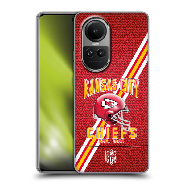 NFL Kansas City Chiefs Logo Art Football Stripes Soft Gel Case for OPPO Reno10 5G / Reno10 Pro 5G