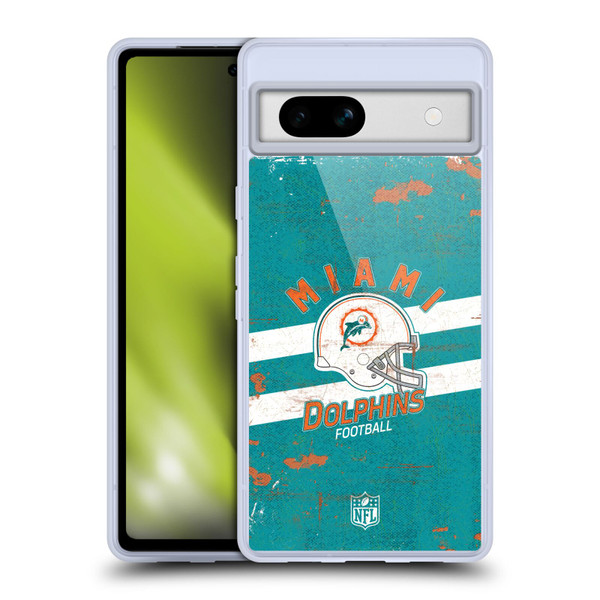 NFL Miami Dolphins Logo Art Helmet Distressed Soft Gel Case for Google Pixel 7a
